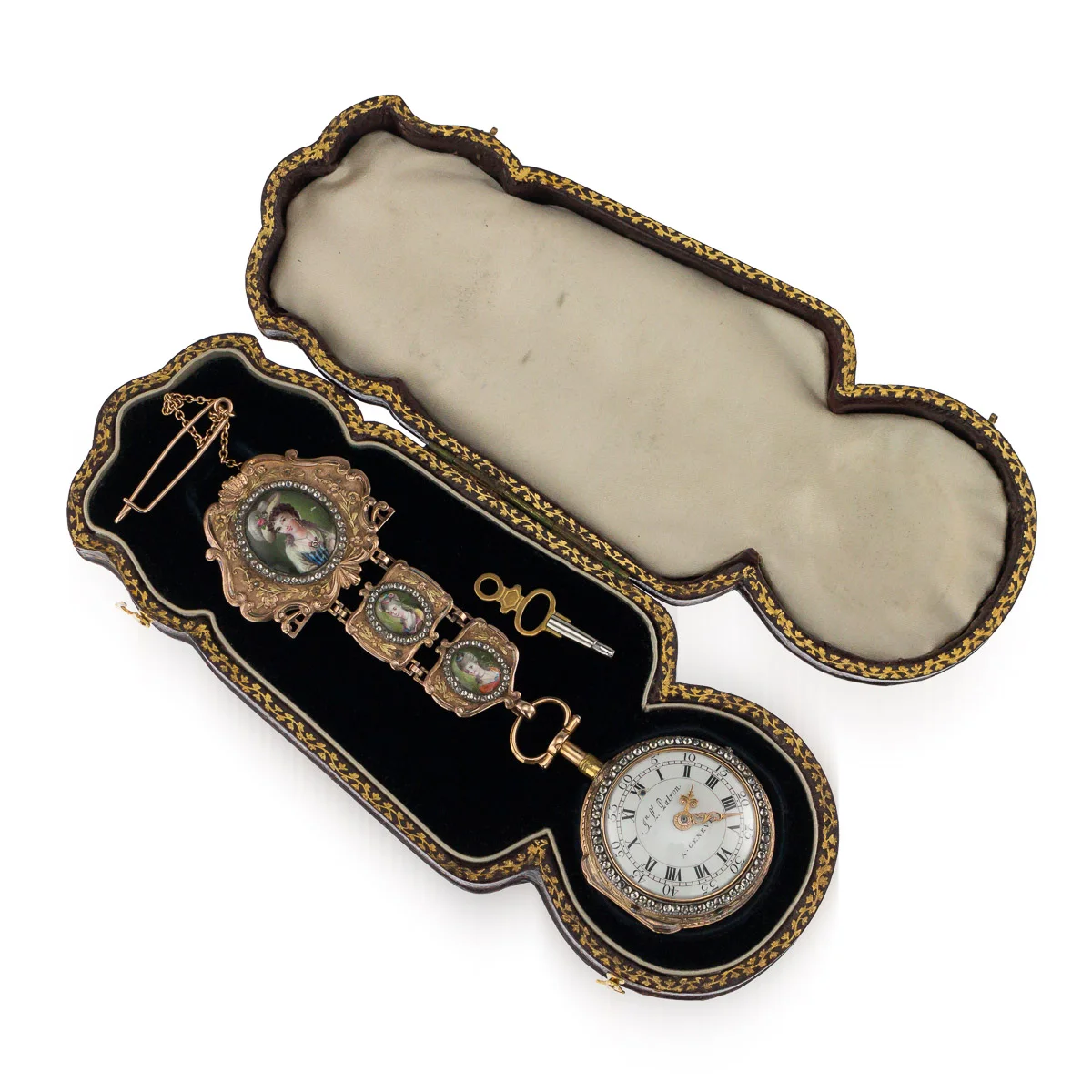 Pushkin Antiques - ANTIQUE 18thC SWISS 18K GOLD & ENAMEL, DIAMOND OPEN-FACED VERGE WATCH c.1770 - 4.jpg