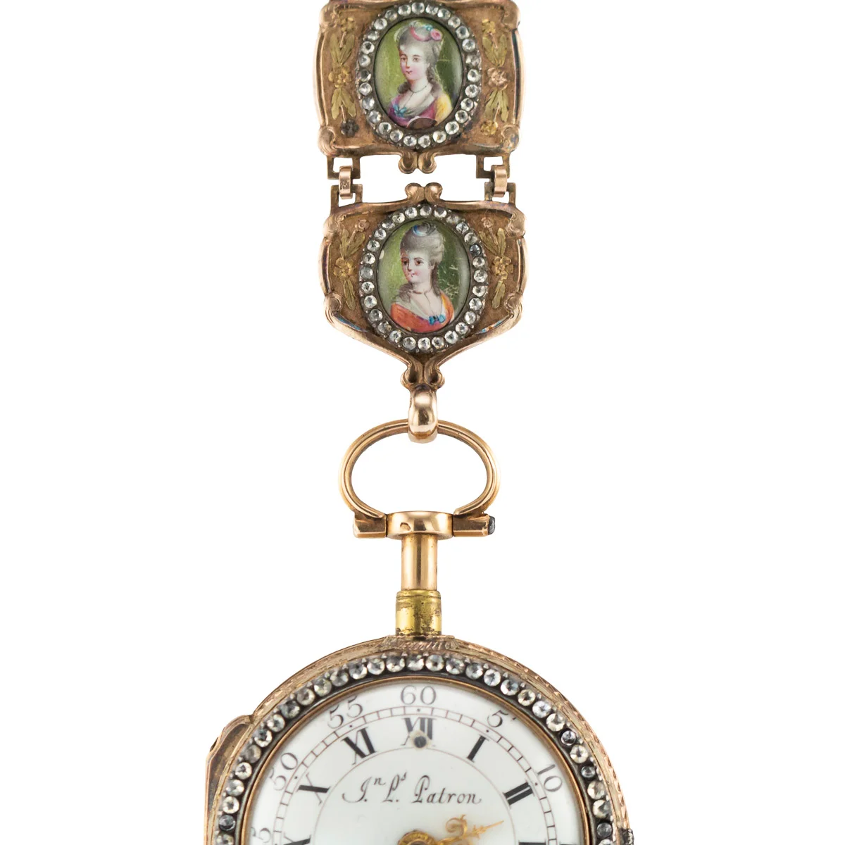 Pushkin Antiques - ANTIQUE 18thC SWISS 18K GOLD & ENAMEL, DIAMOND OPEN-FACED VERGE WATCH c.1770 - 6.jpg