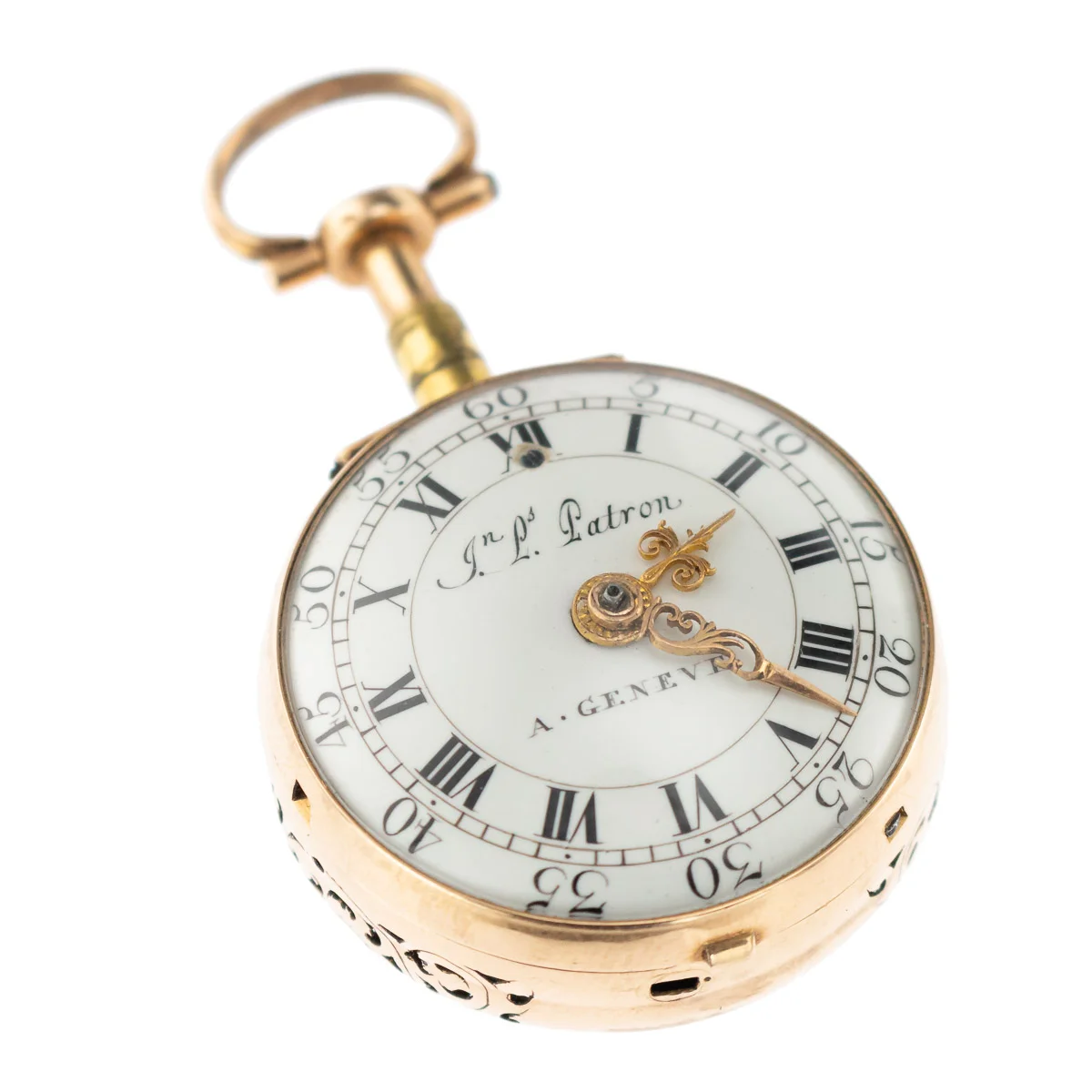 Pushkin Antiques - ANTIQUE 18thC SWISS 18K GOLD & ENAMEL, DIAMOND OPEN-FACED VERGE WATCH c.1770 - 8.jpg