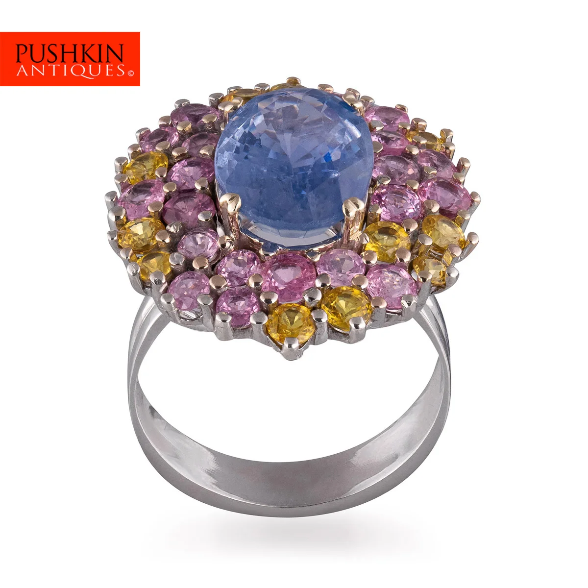 Pushkin Antiques - NATURAL SAPPHIRES 14.6 CARAT 18k GOLD RING - 1.jpg