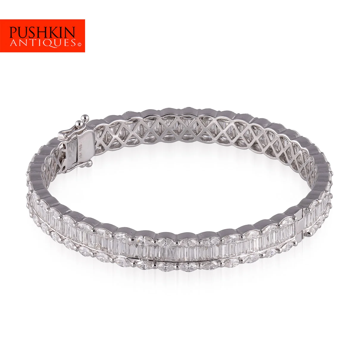Pushkin Antiques - EXCEPTIONAL 15CT DIAMOND & 18K WHITE GOLD BRACELET, G:H, VVS1 - 1.jpg