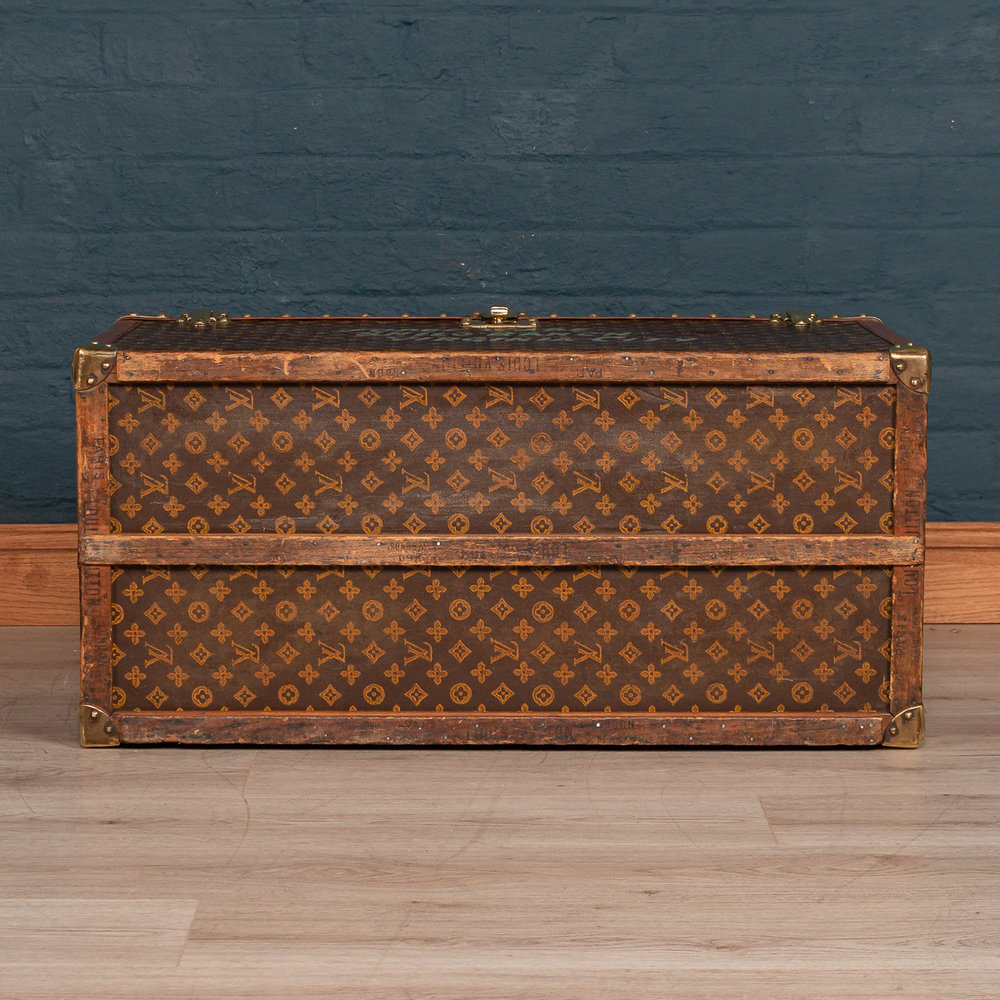 French Wardrobe Steamer Trunk with Stencil Monogram from Louis Vuitton,  1920s