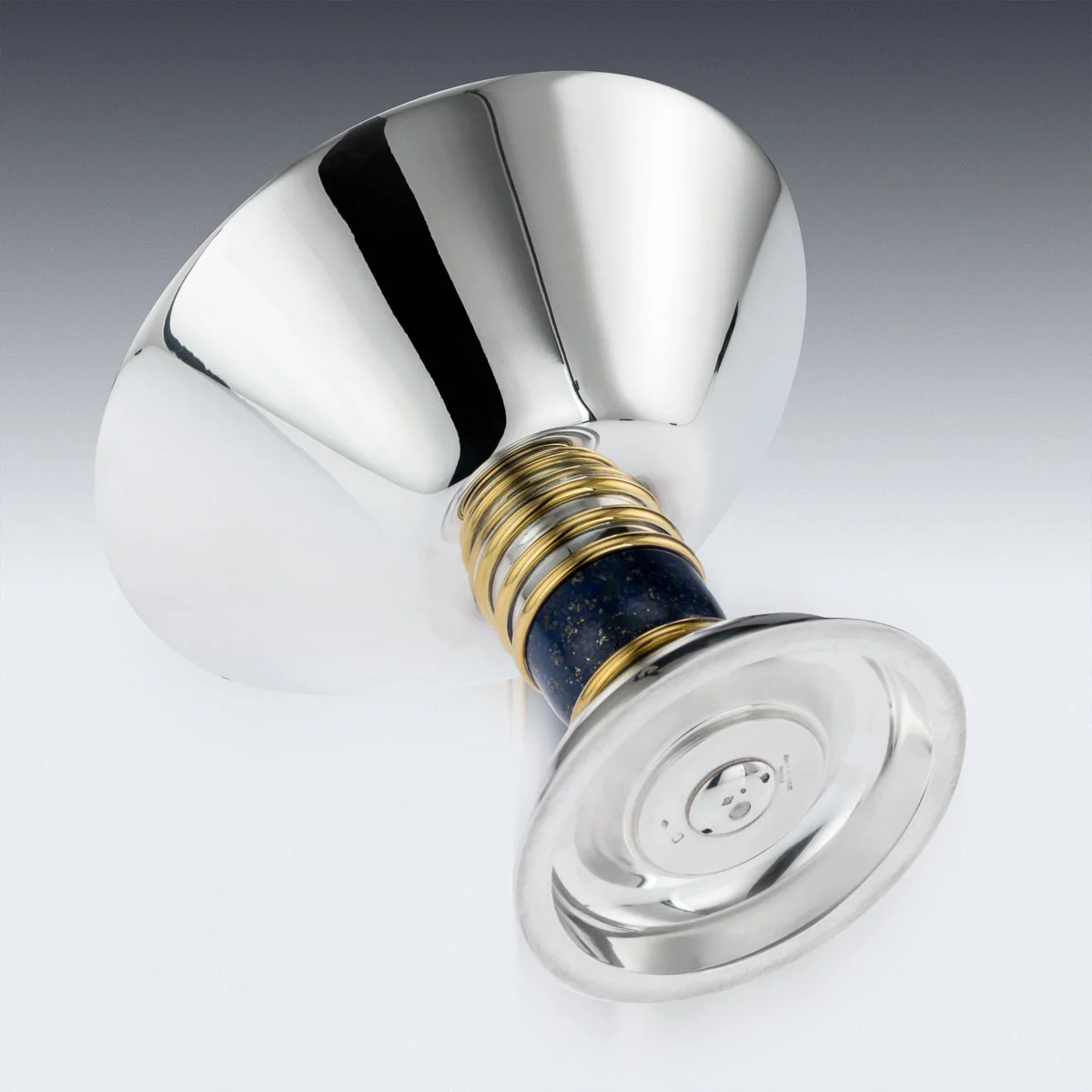 Pushkin Antiques - ART DECO STYLE 20thC FRENCH SOLID SILVER & LAPIS LAZULI TAZZA, PUIFORCAT c.1990 - 5.jpg