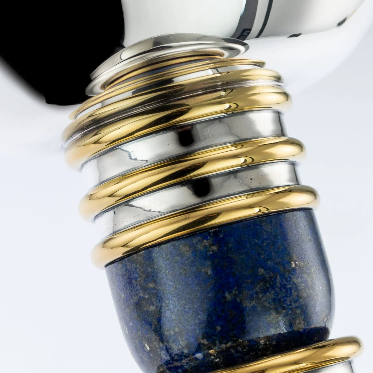 Pushkin Antiques - ART DECO STYLE 20thC FRENCH SOLID SILVER & LAPIS LAZULI TAZZA, PUIFORCAT c.1990 - 9.jpg