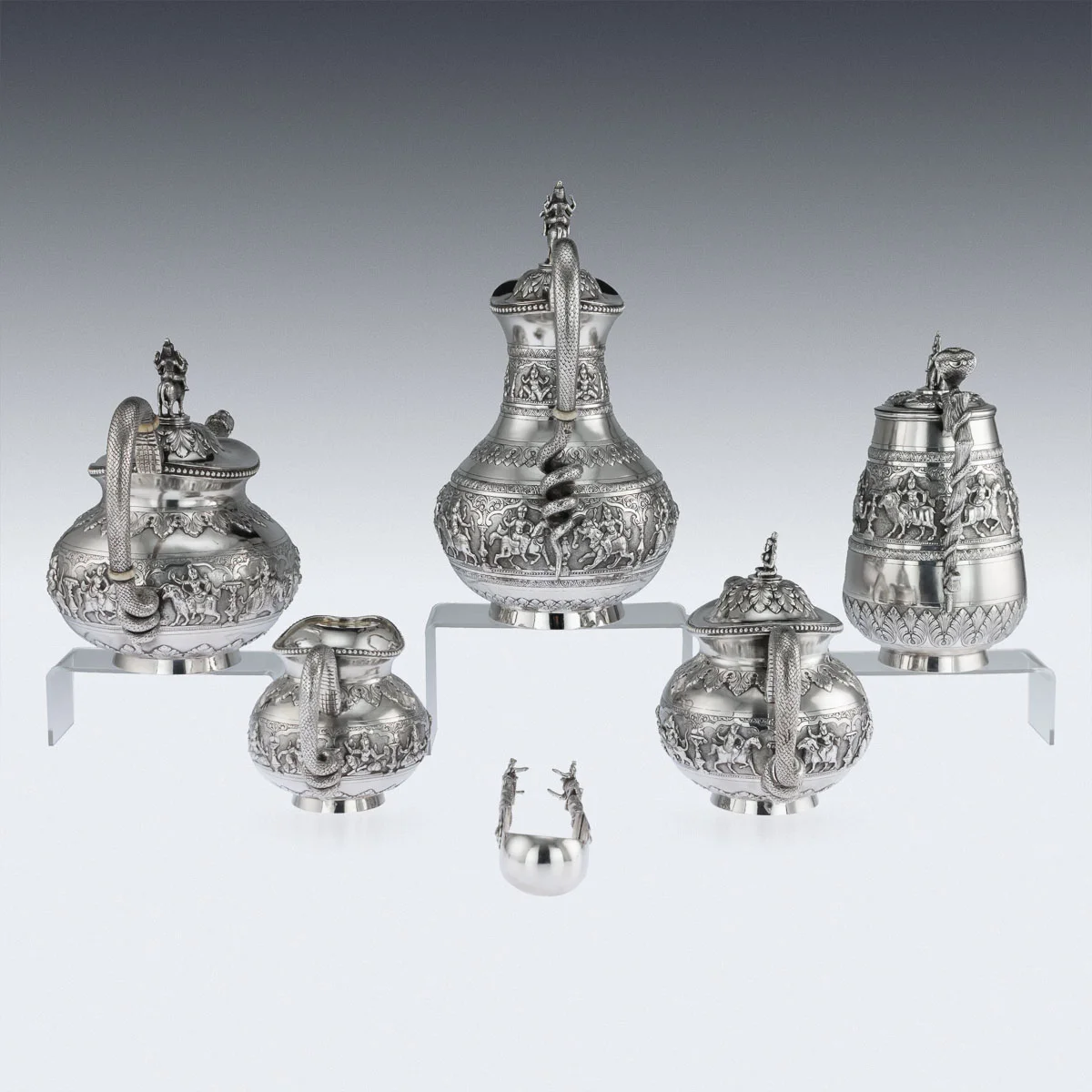 Pushkin Antiques - ANTIQUE 20thC INDIAN SOLID SILVER SWAMI TEA SERVICE, KRISHNIAH CHETTY c.1910 - 2.jpg