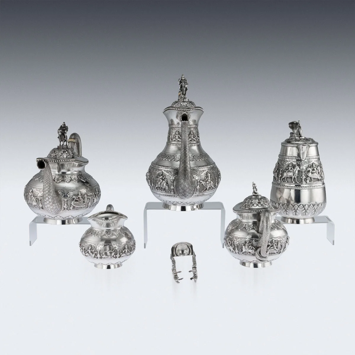 Pushkin Antiques - ANTIQUE 20thC INDIAN SOLID SILVER SWAMI TEA SERVICE, KRISHNIAH CHETTY c.1910 - 4.jpg