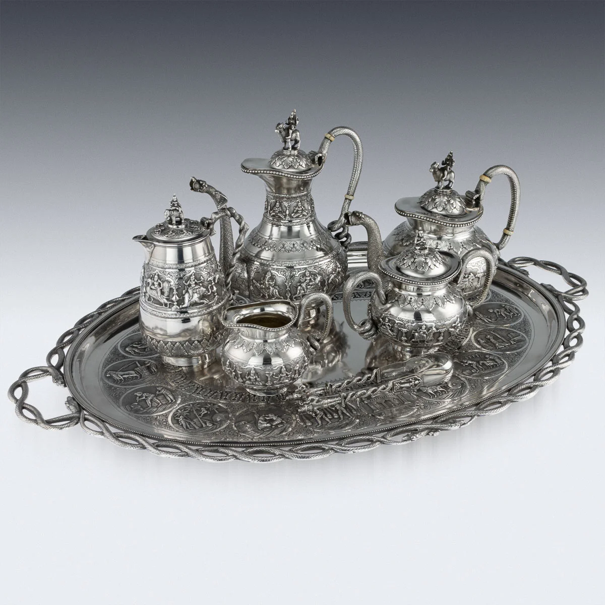 Pushkin Antiques - ANTIQUE 20thC INDIAN SOLID SILVER SWAMI TEA SERVICE, KRISHNIAH CHETTY c.1910 - 6.jpg