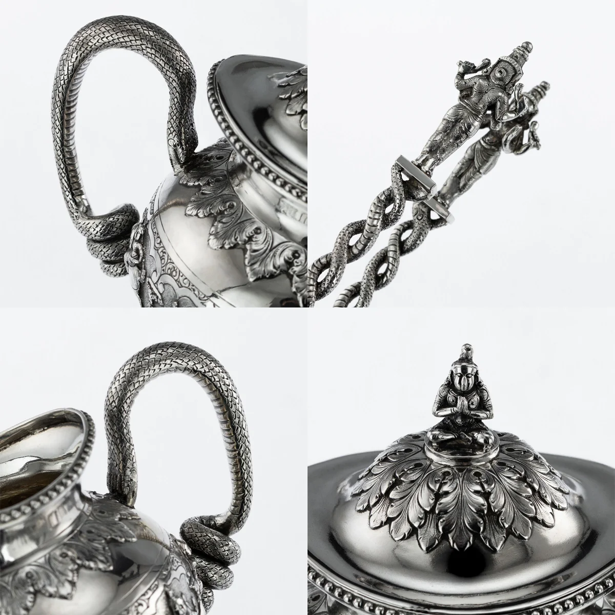 Pushkin Antiques - ANTIQUE 20thC INDIAN SOLID SILVER SWAMI TEA SERVICE, KRISHNIAH CHETTY c.1910 - 8.jpg