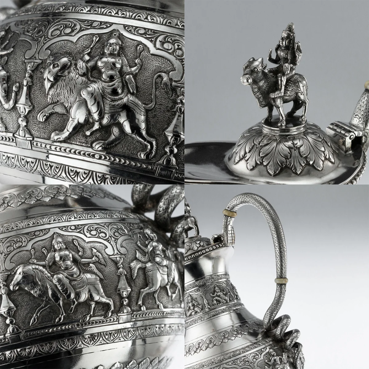 Pushkin Antiques - ANTIQUE 20thC INDIAN SOLID SILVER SWAMI TEA SERVICE, KRISHNIAH CHETTY c.1910 - 11.jpg