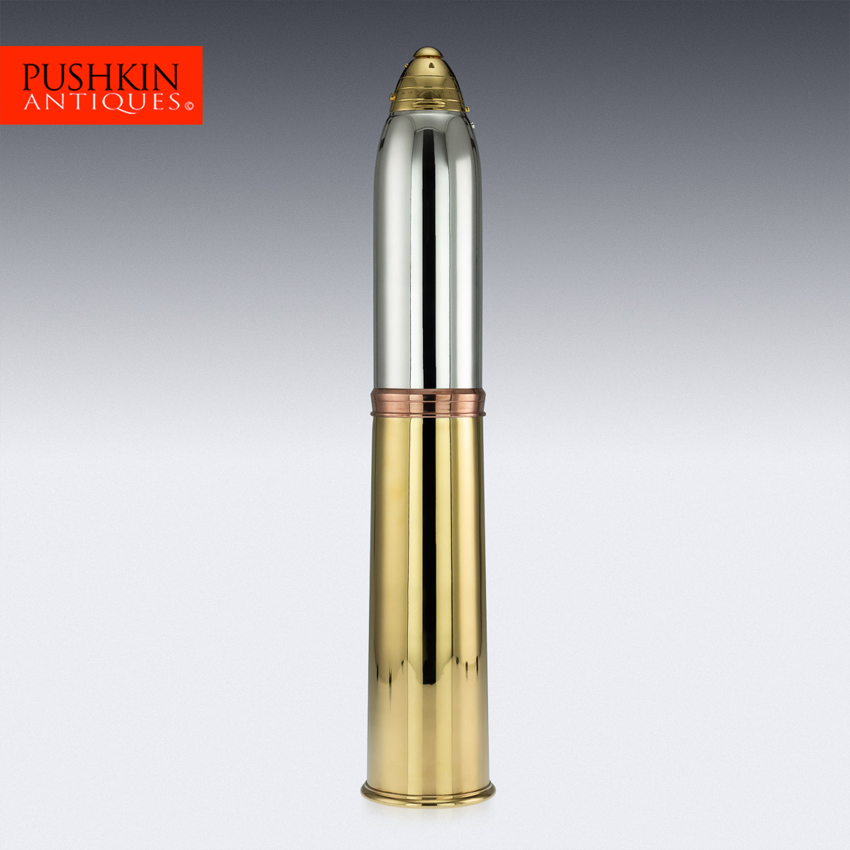 WW1 ARTILLERY SHELL SOLID SILVER COCKTAIL SHAKER, PUSHKIN ALEXANDER c.2019 - 1.jpg