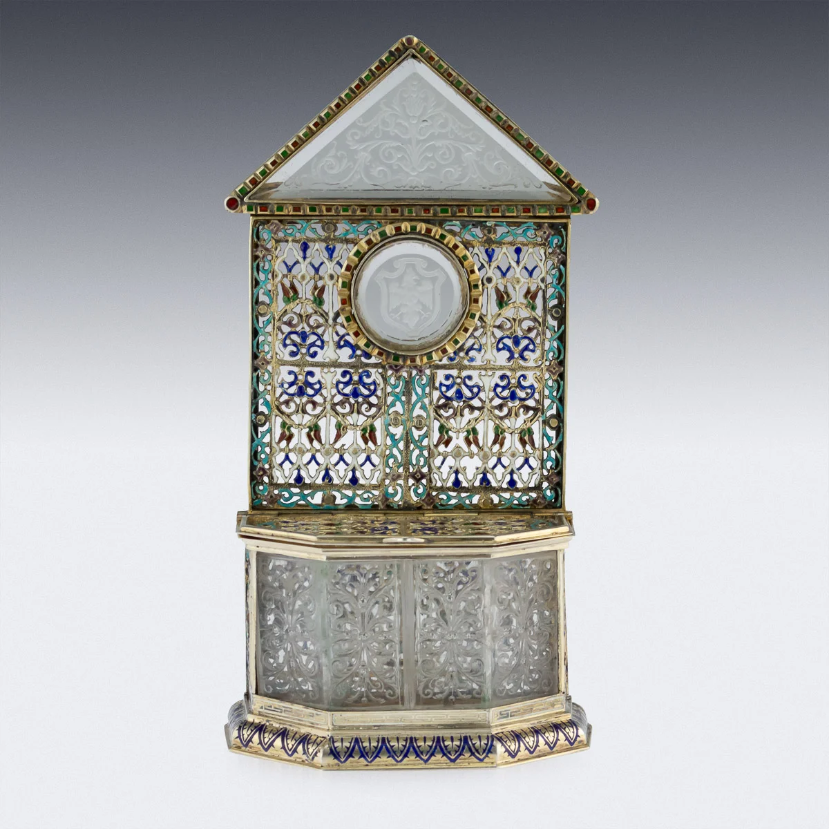 Pushkin Antiques - ANTIQUE 19thC AUSTRIAN SOLID SILVER-GILT & ENAMEL RELIQUARY, RUDOLF LINKE c.1890 -2.jpg