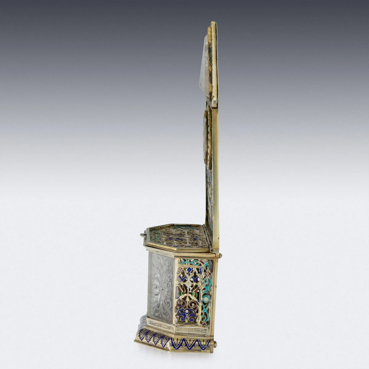 Pushkin Antiques - ANTIQUE 19thC AUSTRIAN SOLID SILVER-GILT & ENAMEL RELIQUARY, RUDOLF LINKE c.1890 -3.jpg