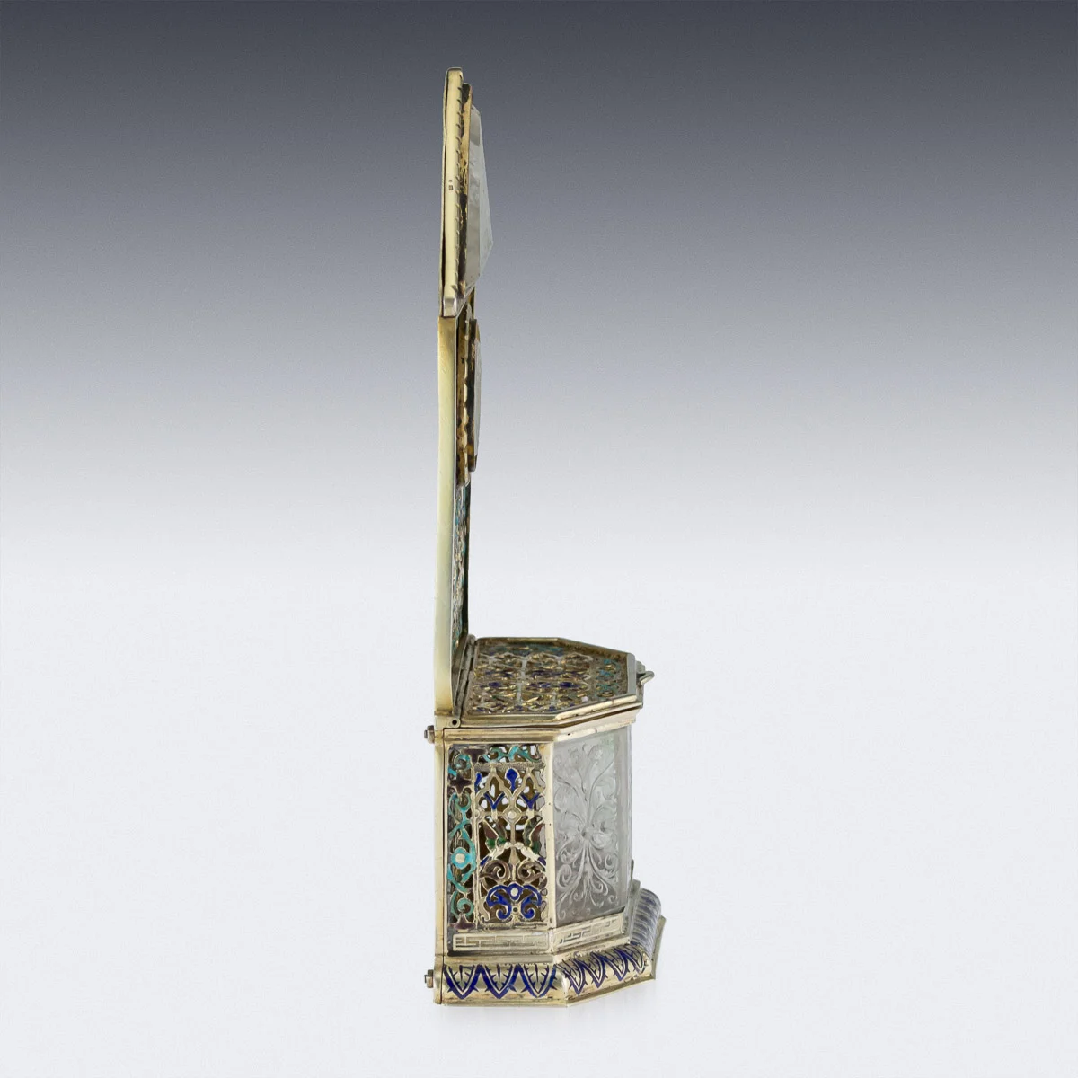 Pushkin Antiques - ANTIQUE 19thC AUSTRIAN SOLID SILVER-GILT & ENAMEL RELIQUARY, RUDOLF LINKE c.1890 -5.jpg