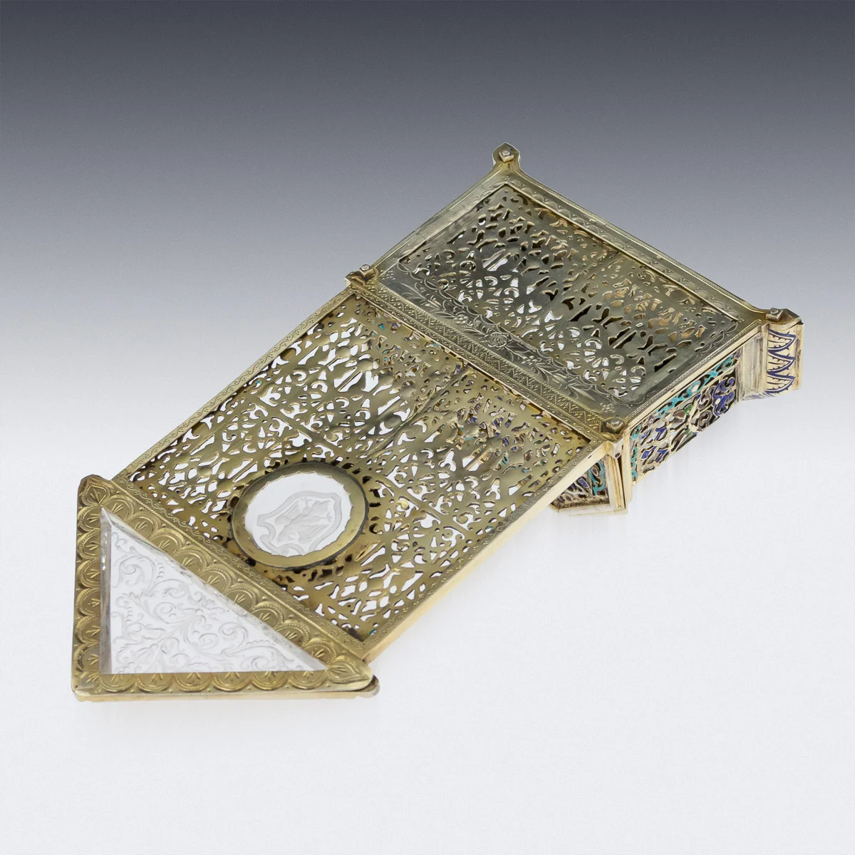 Pushkin Antiques - ANTIQUE 19thC AUSTRIAN SOLID SILVER-GILT & ENAMEL RELIQUARY, RUDOLF LINKE c.1890 -7.jpg