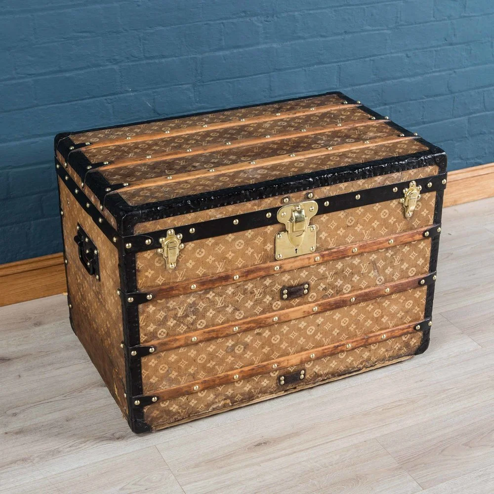 Pushkin Antiques - ANTIQUE 19thC LOUIS VUITTON TRUNK IN WOVEN CANVAS, PARIS c.1890 - 3.jpg