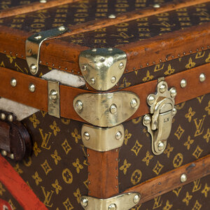 Antique 1920s Louis Vuitton monogram cabin trunk G.H. initials