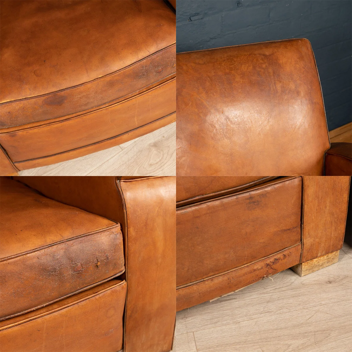 Pushkin Antiques - STUNNING 20thC PAIR OF LEATHER CLUB CHAIRS c.1930 - 00011.jpg