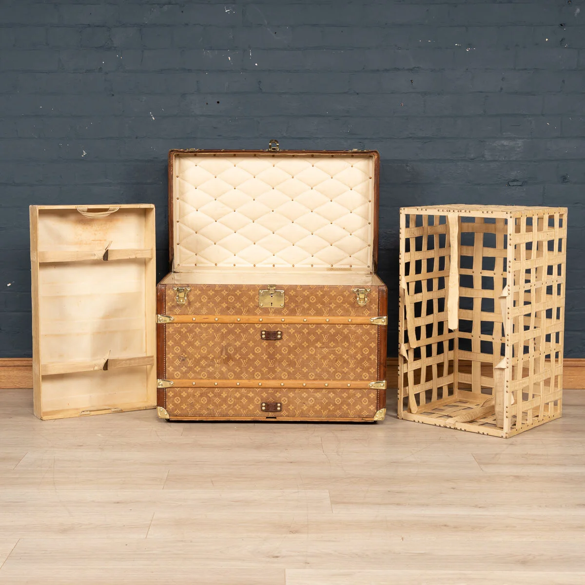 Pushkin Antiques - ANTIQUE 19thC LOUIS VUITTON TRUNK IN WOVEN CANVAS, PARIS c.1896 - 00006.jpg