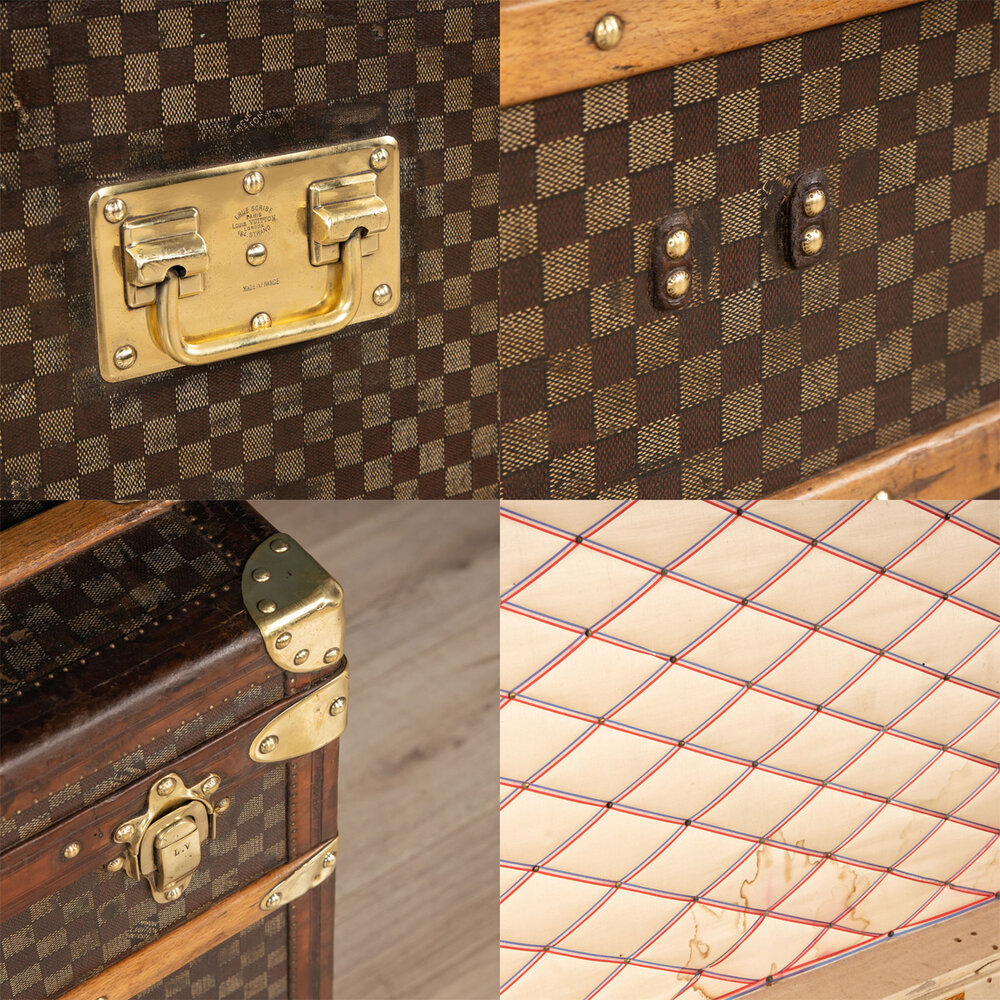 Sold at Auction: EARLY LOUIS VUITTON DAMIER CABIN TRUNK Late 19th Century  Height 12.5”. Width 28”. Depth 16.5”.