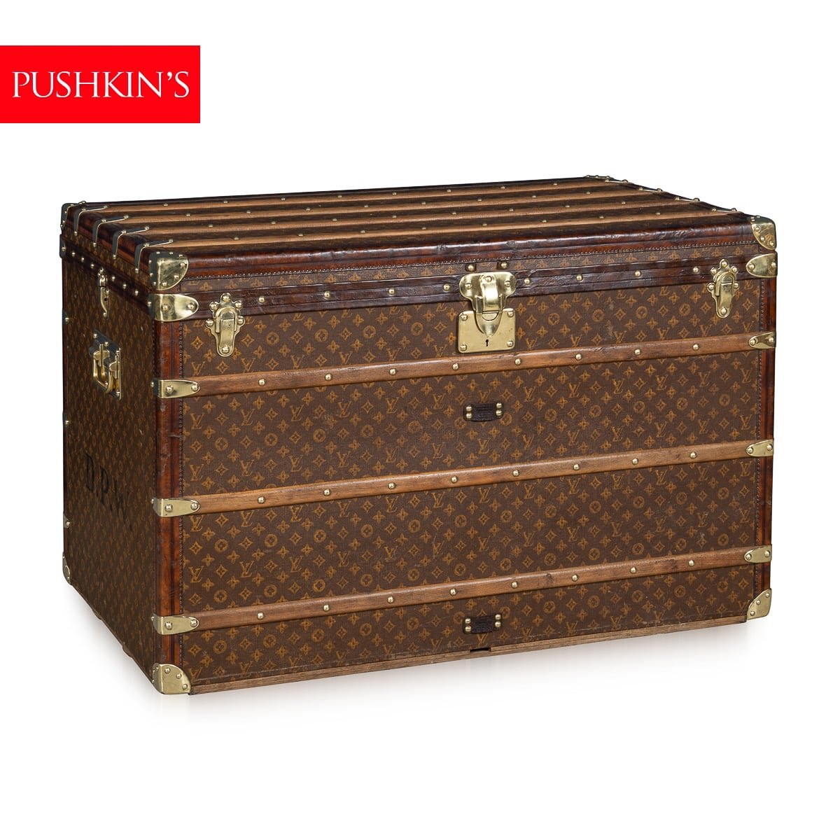 PUSHKINS.COM - B11232h - ANTIQUE 20thC LOUIS VUITTON MALLE HAUTE TRUNK IN MONOGRAM CANVAS, FRANCE c.1910 - 02.jpg