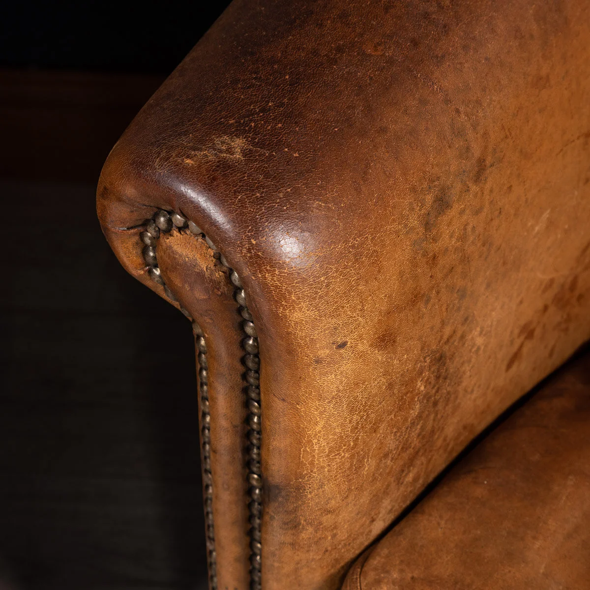 Pushkin Antiques - STUNNING 20thC DUTCH PAIR OF SHEEPSKIN LEATHER CLUB CHAIRS c.1980 - 79.jpg