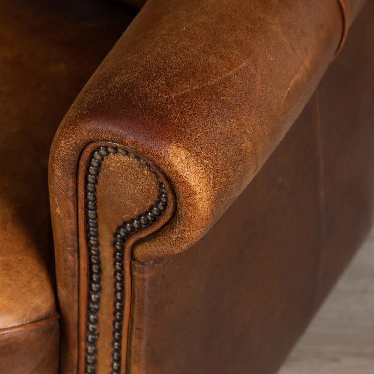 Pushkin Antiques - STUNNING 20thC PAIR OF DUTCH SHEEPSKIN LEATHER TUB ARMCHAIRS - 60.jpg