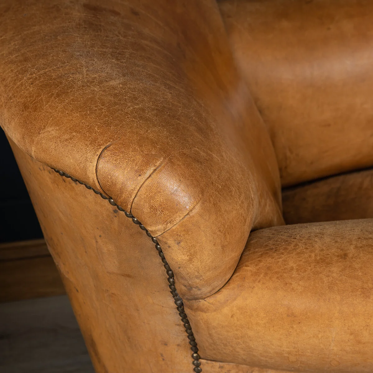 Pushkin Antiques - WONDERFUL 20TH CENTURY PAIR OF DUTCH SHEEPSKIN LEATHER CLUB CHAIRS - 10.jpg