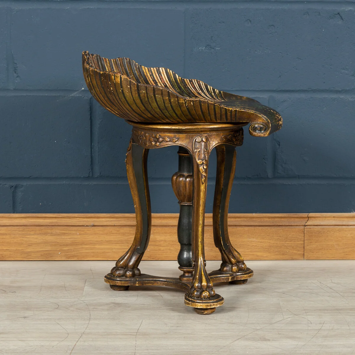 Pushkin Antiques - GORGEOUS POLYCHROME-DECORATED GROTTO PIANO STOOL, VENICE c.1900 - 8.jpg
