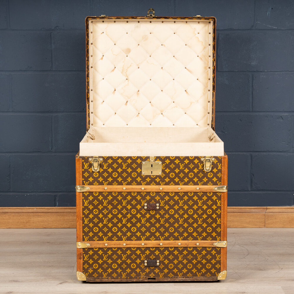 A vintage Louis Vuitton Trunk has been repurposed into a room for  Montecristo Travels. The pannel is removable. Add your picture…