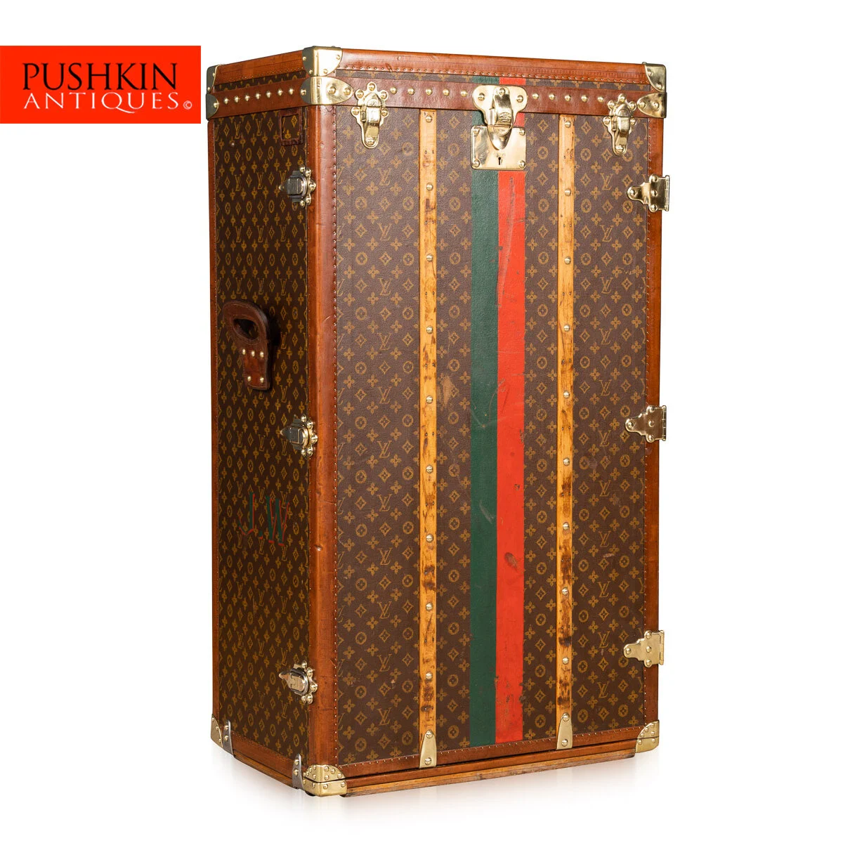 Pushkin Antiques - ANTIQUE 20thC LOUIS VUITTON %22LILY PONS%22 TRUNK IN MONOGRAMMED CANVAS c.1940 - 2.jpg