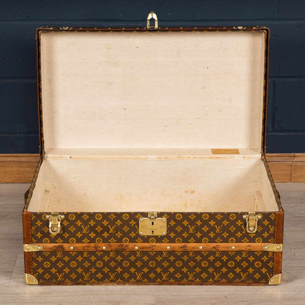 Antique 1920s Louis Vuitton monogram cabin trunk G.H. initials