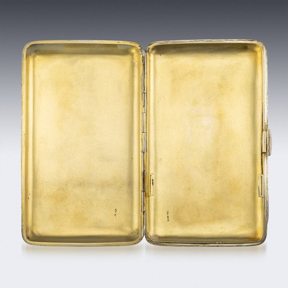 ANTIQUE 20thC GERMAN SOLID SILVER & ENAMEL CIGARETTE CASE c.1904 — Pushkin  Antiques