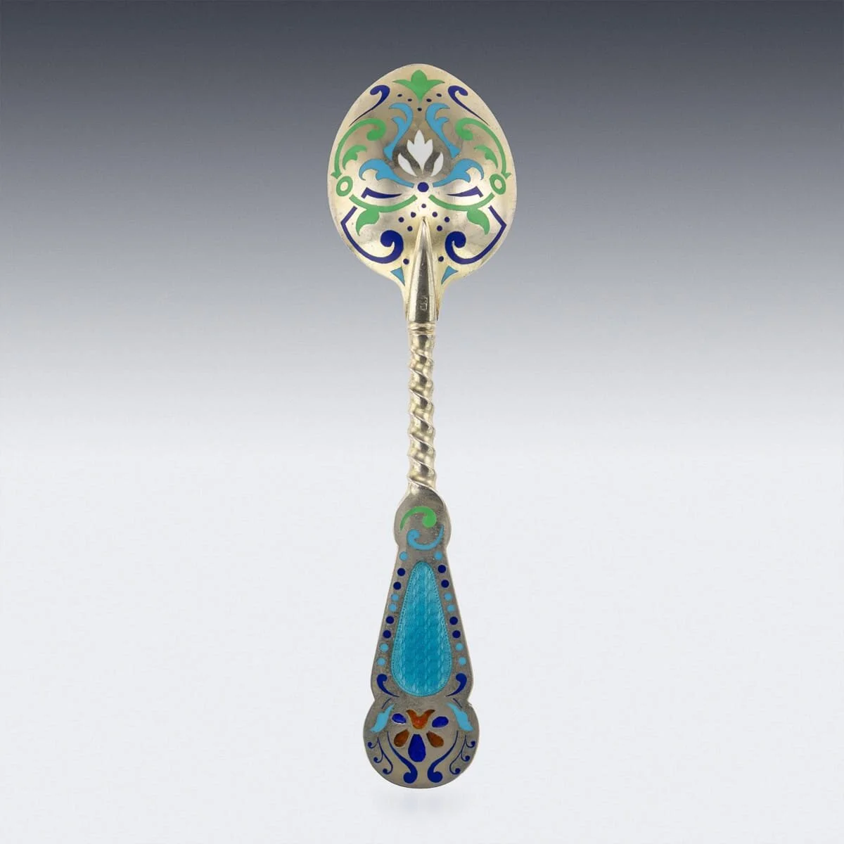 Pushkin Antiques - ANTIQUE 20thC RUSSIAN SILVER-GILT & ENAMEL SHERBET CUP, IVAN KHLEBNIKOV c.1900 - 7.jpg