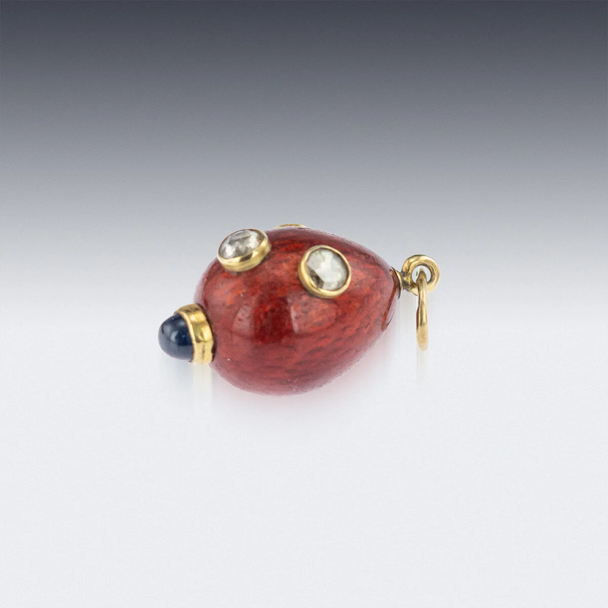 Pushkin Antiques - ANTIQUE 20thC RUSSIAN FABERGE JEWELLED GOLD & GUILLOCHE ENAMEL EGG PENDANT c1900 - 3.jpg