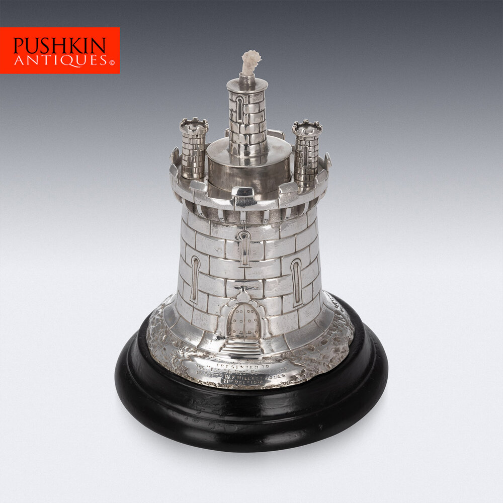 Pushkin Antiques - ANTIQUE 19thC VICTORIAN SOLID SILVER GUARD TOWER TABLE LIGHTER, LONDON c.1878 - 2.jpg