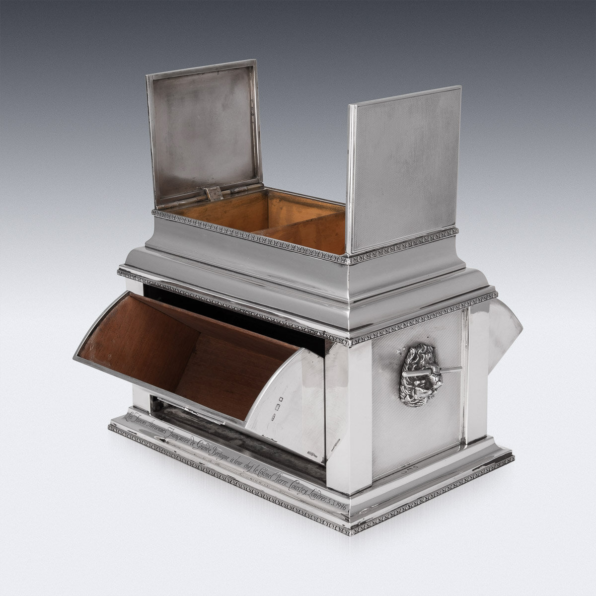 Pushkin Antiques - SUPERB 20thC FRENCH AIR FORCE SOLID SILVER CIGAR & CIGARETTE BOX c.1927 - 8.jpg