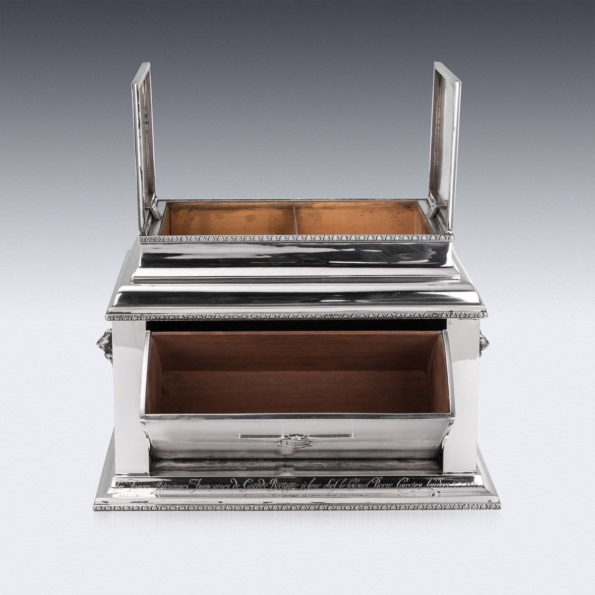 Pushkin Antiques - SUPERB 20thC FRENCH AIR FORCE SOLID SILVER CIGAR & CIGARETTE BOX c.1927 - 10.jpg