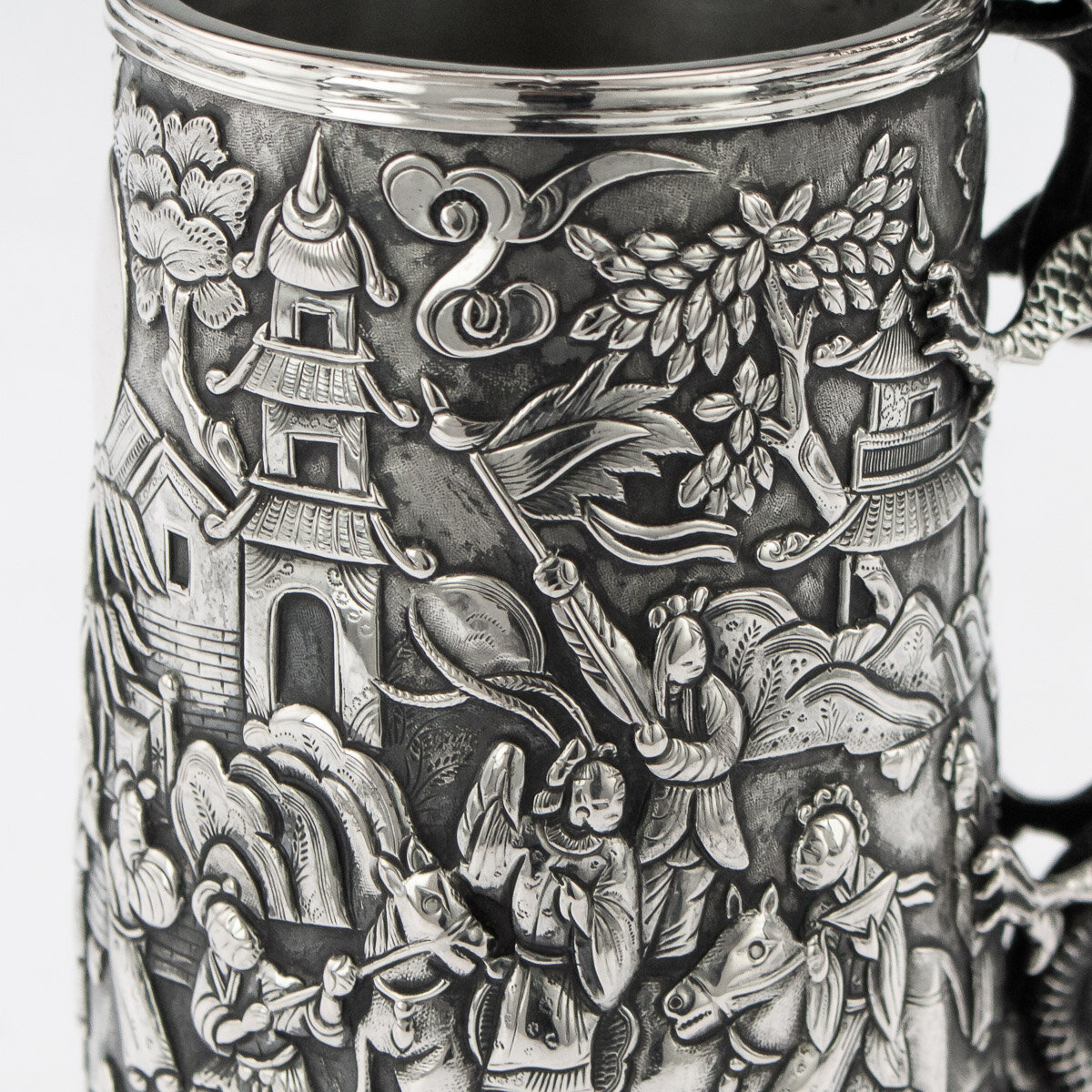 Pushkin Antiques - ANTIQUE 19thC CHINESE EXPORT SOLID SILVER NOBILITY SCENES MUG, CUTSHING c.1870 - 11.jpg