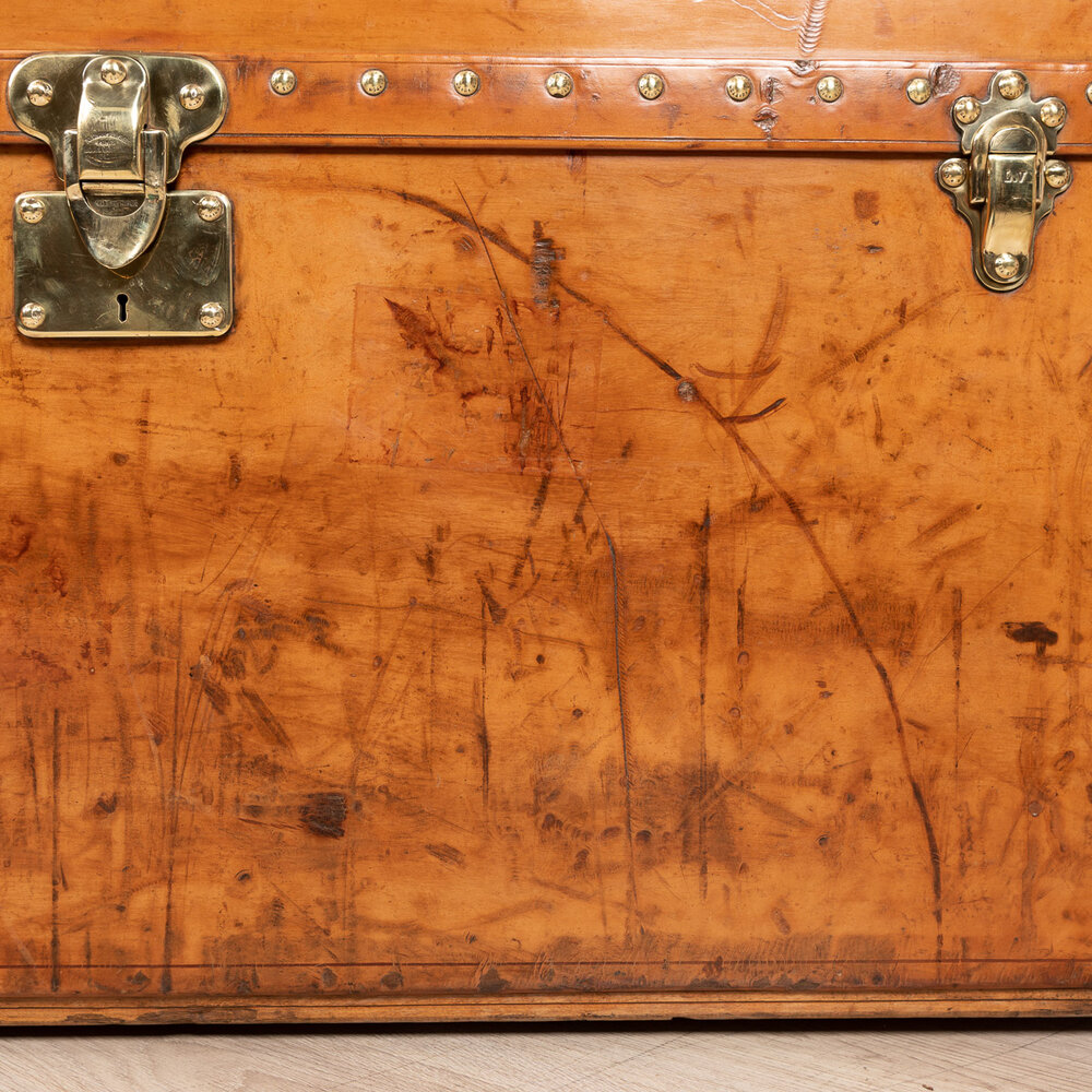 ANTIQUE 20thC LOUIS VUITTON CUSTOM ORDER LEATHER WARDROBE TRUNK c.1900 —  Pushkin Antiques