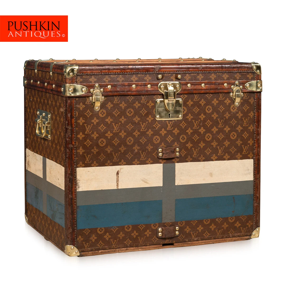 Pushkin Antiques - ANTIQUE 20thC LOUIS VUITTON HAT TRUNK IN MONOGRAM CANVAS, PARIS c.1900 - 2.jpg