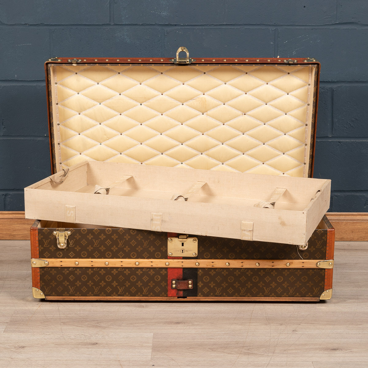Pushkin Antiques - ANTIQUE 20thC LOUIS VUITTON CABIN TRUNK IN MONOGRAM CANVAS, PARIS c.1920 - 12.jpg