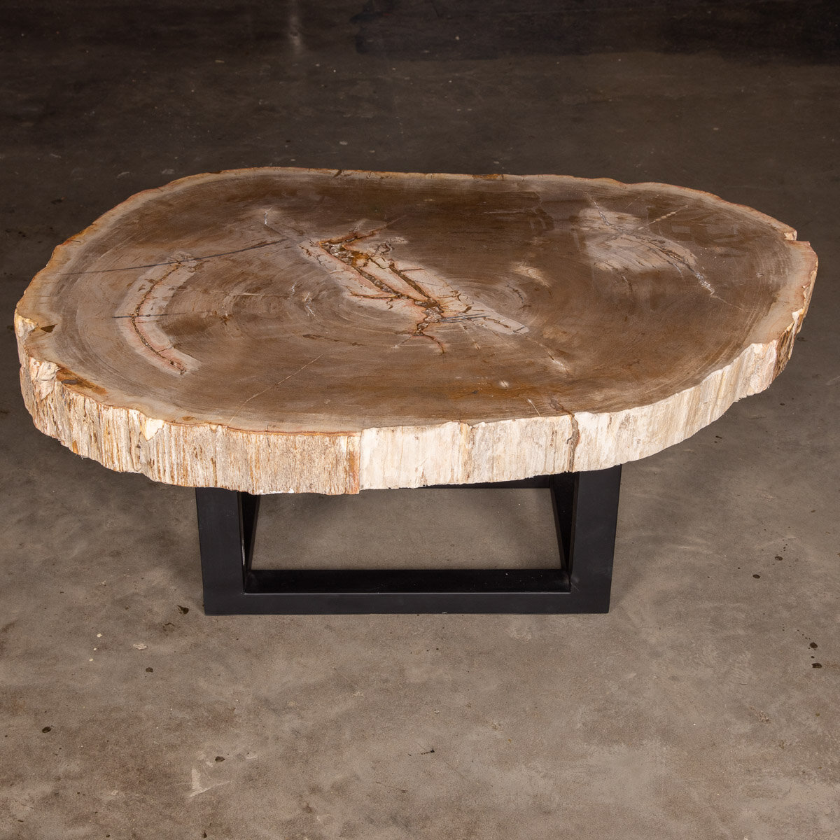 A PAIR OF PETRIFIED WOOD (FOSSIL) TABLES ON EBONIZED BASES — Pushkin