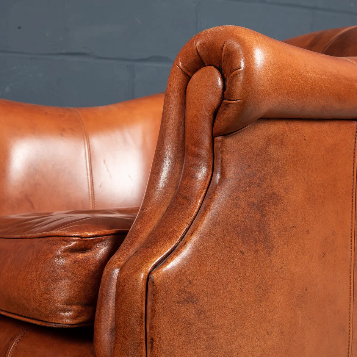 PUSHKIN ANTIQUES - LATE 20th CENTURY PAIR OF DUTCH SHEEPSKIN LEATHER CLUB CHAIRS 6 - 12.jpg