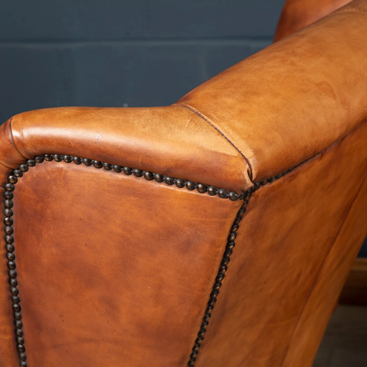 PUSHKIN ANTIQUES - LATE 20th CENTURY PAIR OF DUTCH SHEEPSKIN LEATHER WINGBACK CHAIRS - 29.jpg