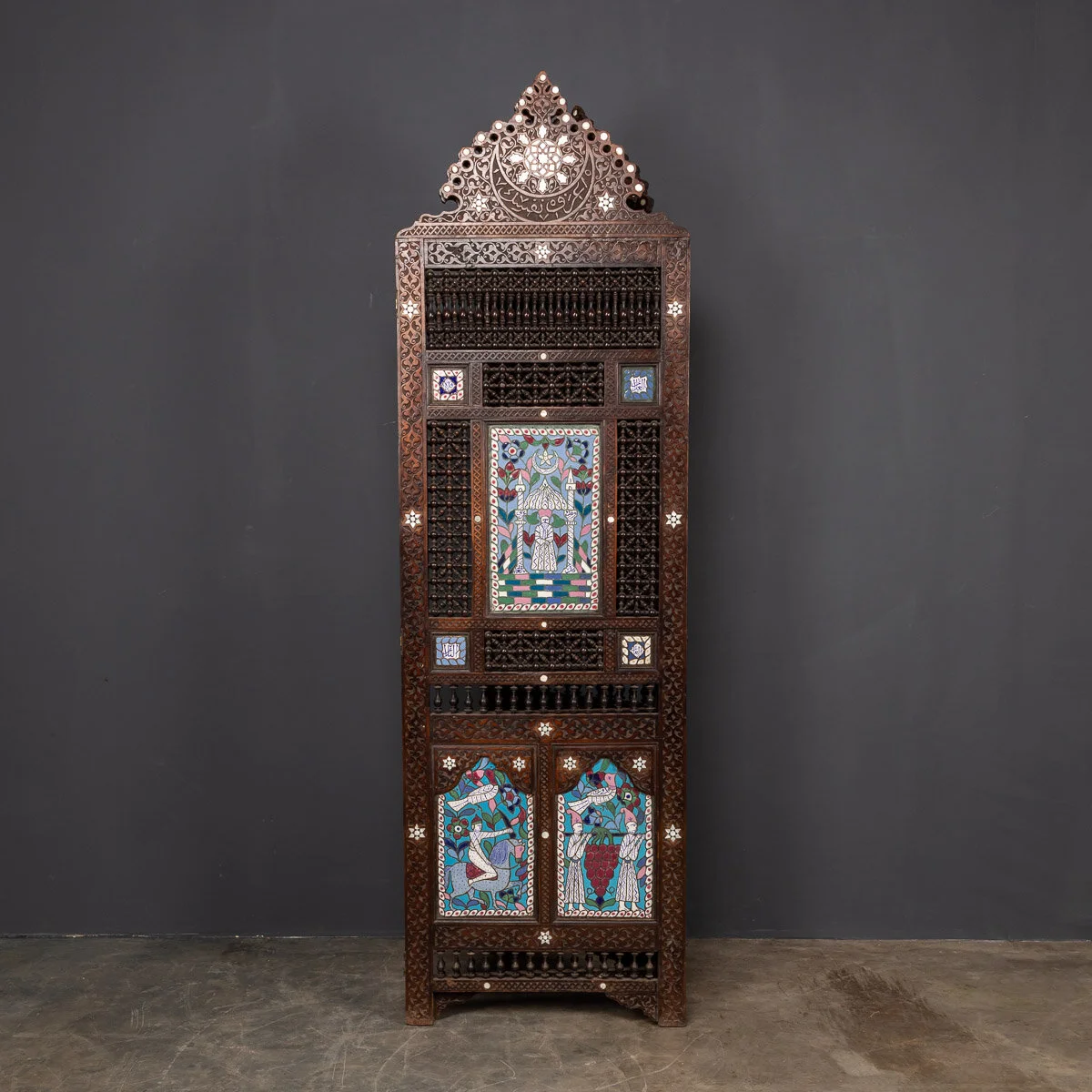 PUSHKIN ANTIQUES - STRIKING 20thC MIDDLE-EASTERN FOLDING SCREEN WITH ENAMEL PANELS c.1930 - 24.jpg