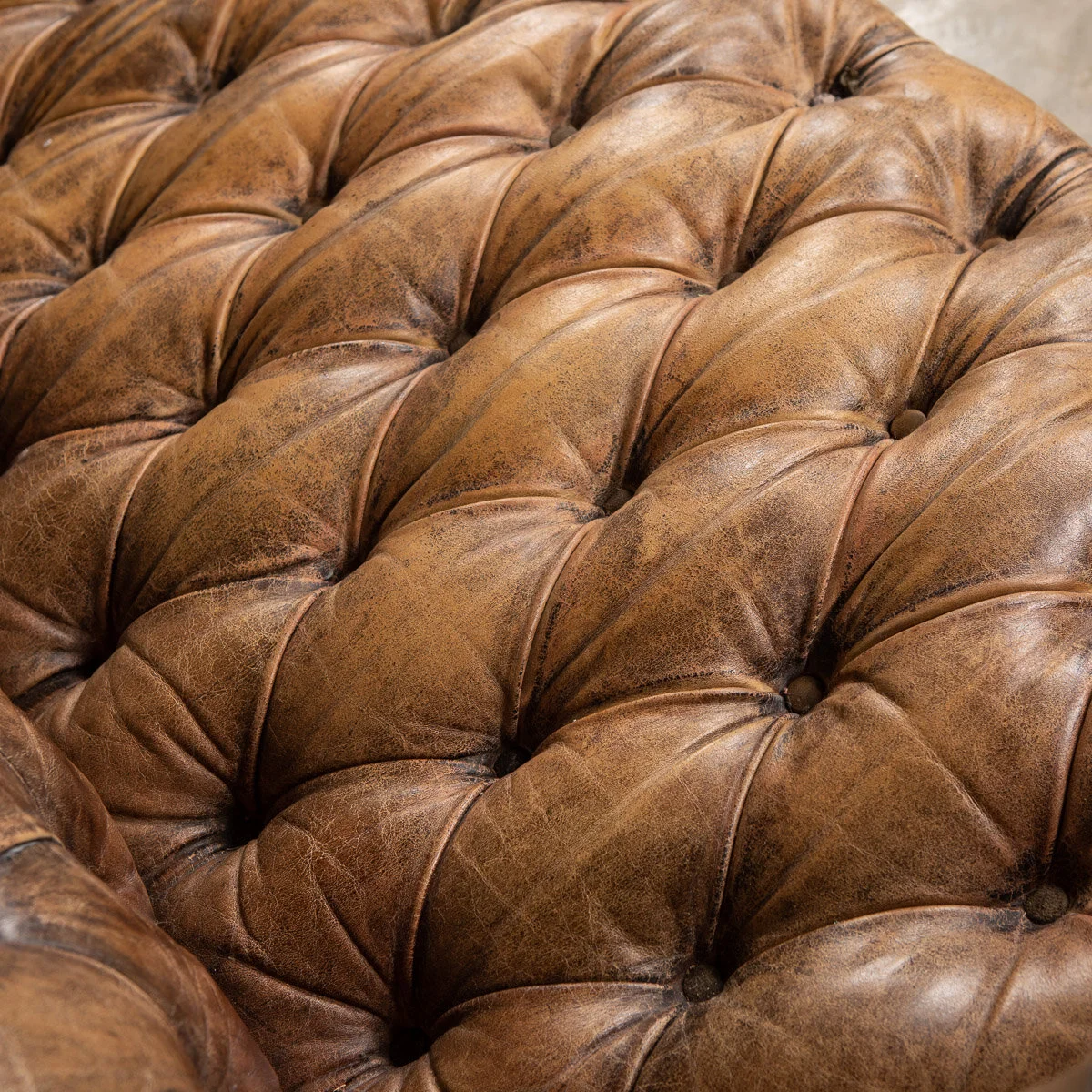 PUSHKIN ANTIQUES - SUPERB 20thC BROWN LEATHER SOFA WITH BUTTON DOWN SEATS c.1960 - 14.jpg
