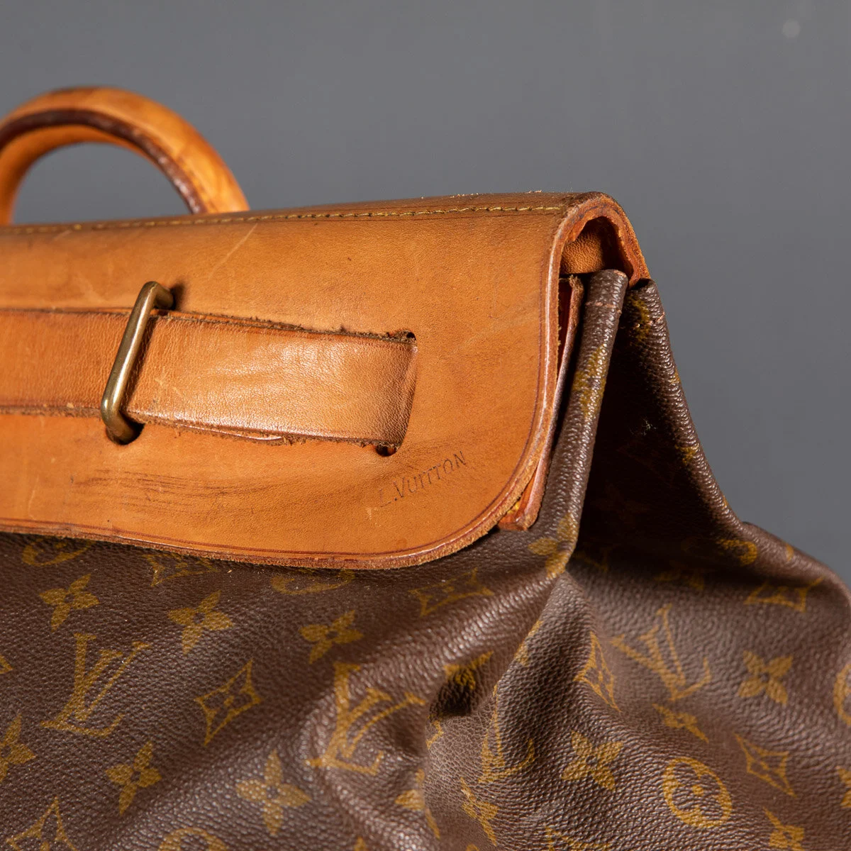 PUSHKIN ANTIQUES - LATE 20th CENTURY LOUIS VUITTON STEAMER BAG IN MONOGRAM CANVAS, PARIS c.1970 - 09.jpg
