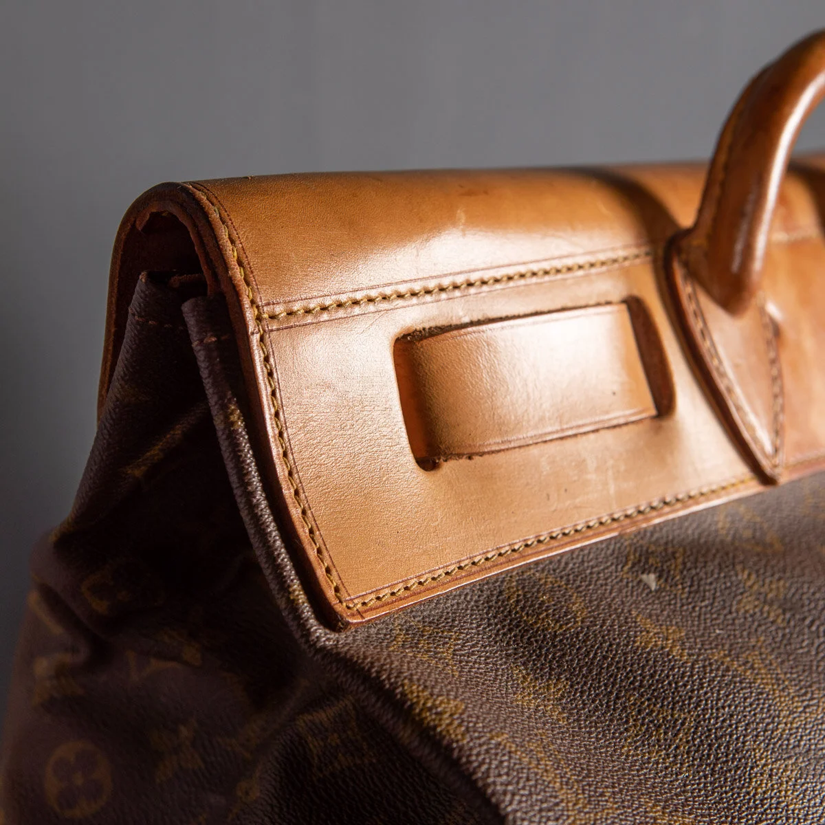 PUSHKIN ANTIQUES - LATE 20th CENTURY LOUIS VUITTON STEAMER BAG IN MONOGRAM CANVAS, PARIS c.1970 - 12.jpg