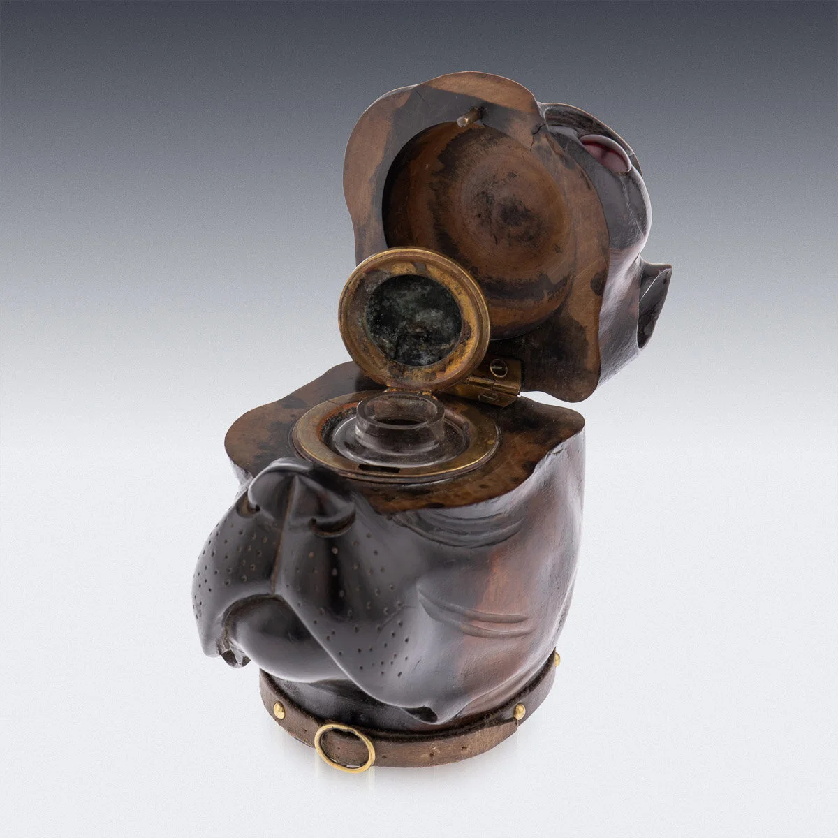 Pushkin Antiques - ANTIQUE 19thC VICTORIAN LIGNUM VITAE BULLDOG INKWELL c.1860 - 25.jpg