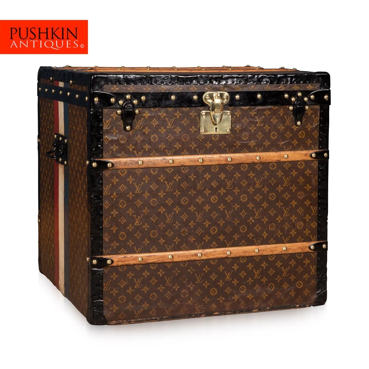 Pushkin Antiques - ANTIQUE 20thC LOUIS VUITTON HAT TRUNK IN MONOGRAM CANVAS, PARIS c.1900 - 02.jpg